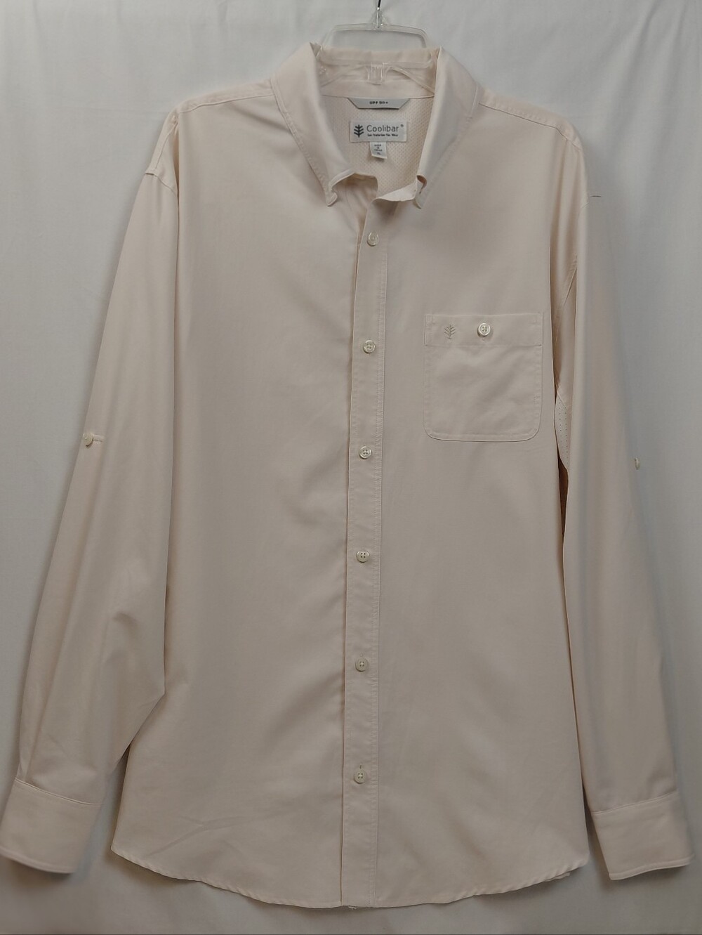 Coolibar UPF 50+ Long Sleeve Sun Shirt Men's Size X Large Cream Vented